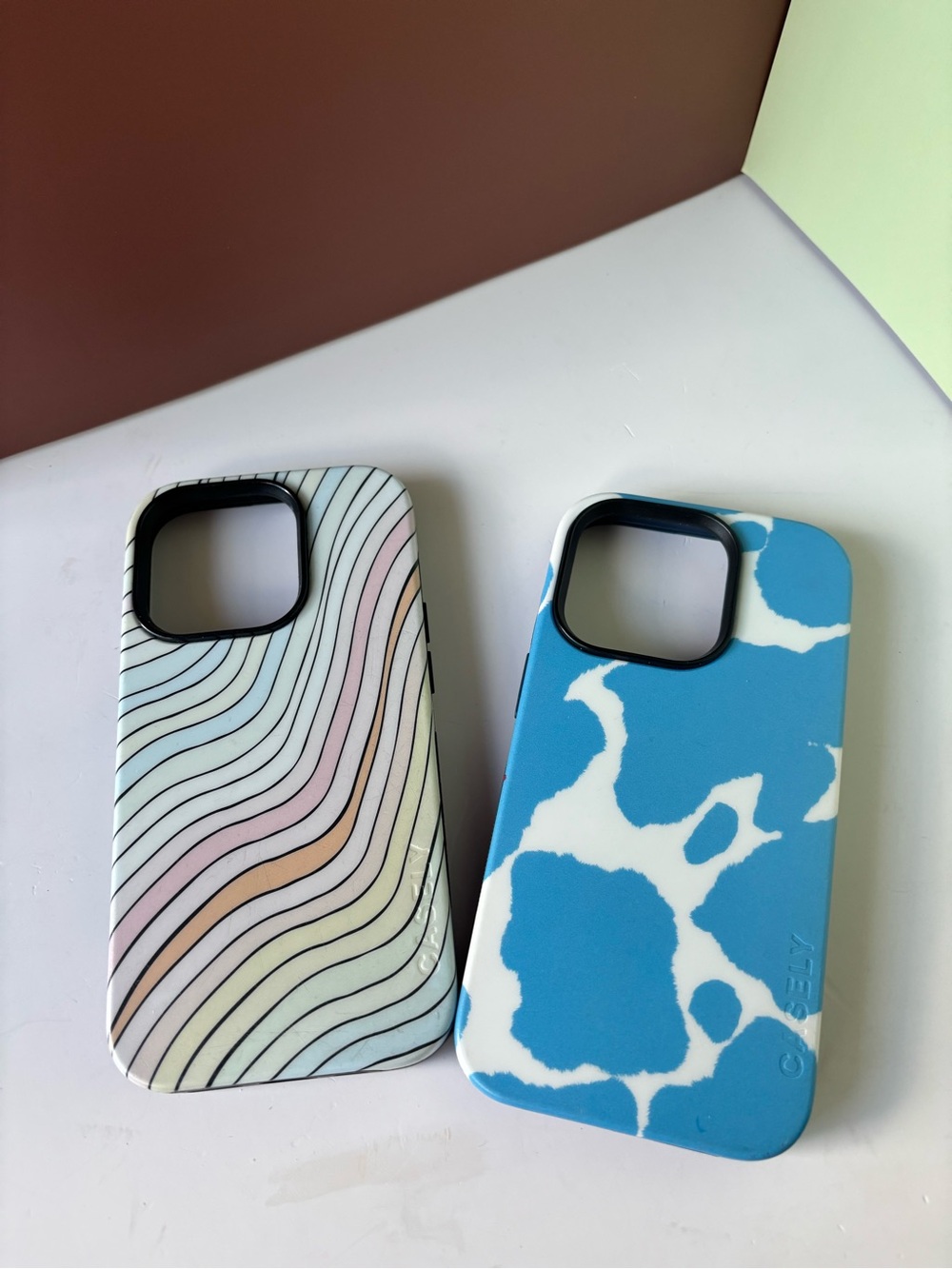 CASELY Ride the Wave and Current Mood blue cow print, phone cases, IPhone 15